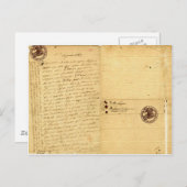 Carte Postale Lettre de Michel de Montaigne 1585 (Devant / Derrière)