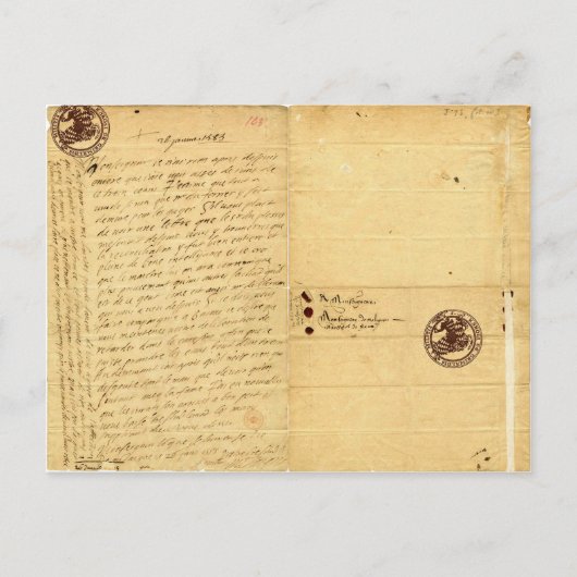 Carte Postale Lettre de Michel de Montaigne 1585 (Devant)