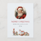 Carte Postale Lettre de Père Noël à bébé Rouge Vert mignonne (Devant)