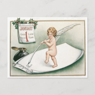 Carte Postale Lettre de résolution du calendrier Angel Cherub Ho
