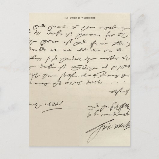 Carte Postale Lettre de Sir Francis Drake (Devant)