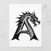 Carte Postale Lettre de style dragon A, Alphabet de dragon, Mono (Devant)