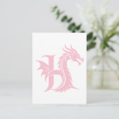 Carte Postale Lettre de style dragon H, Alphabet du dragon, Mono (Debout devant)