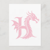 Carte Postale Lettre de style dragon H, Alphabet du dragon, Mono (Devant)