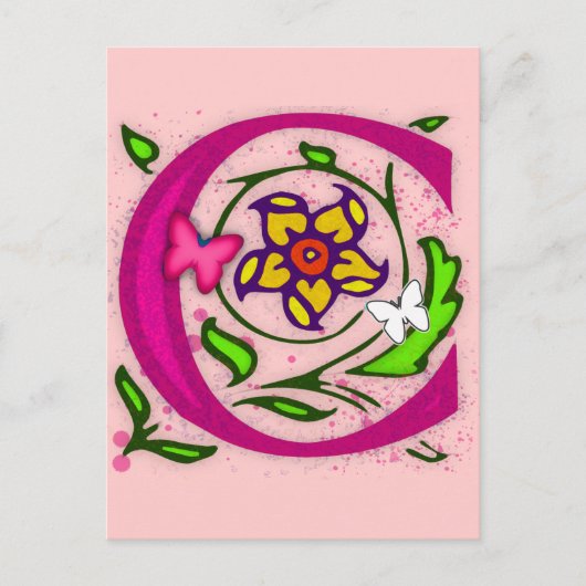 Carte Postale Lettre décorative C Monogramme (Devant)