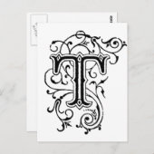 Carte Postale Lettre Décorative T (Devant / Derrière)