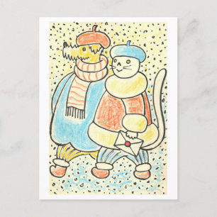 Carte Postale Lettre d'envoi de chat et de chien Illustration Vi