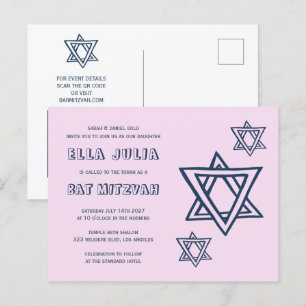 Carte Postale LETTRE D'ÉTOILE STAR DU Bat mitzvah QR personnalis