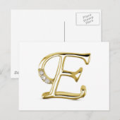 CARTE POSTALE LETTRE D'OR " E "AVEC DIAMANTS (Devant / Derrière)
