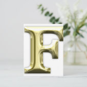 Carte Postale Lettre d'or F brillant Alphabet d'or (Debout devant)