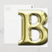 Carte Postale Lettre dorée B Alphabet brillant (Devant / Derrière)