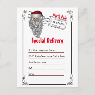 Carte Postale Lettre du Pôle Nord Père Noël aux enfants