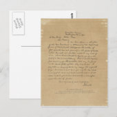 Carte Postale Lettre du Président Abraham Lincoln à Mme Bixby (Devant / Derrière)
