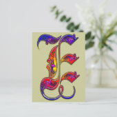 Carte Postale Lettre E Alphabet Monogramme Imprimer (Debout devant)