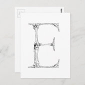 Carte Postale Lettre E Bone Initial (Devant / Derrière)
