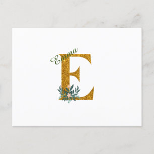 CARTE POSTALE LETTRE E MONOGRAMME D'OR