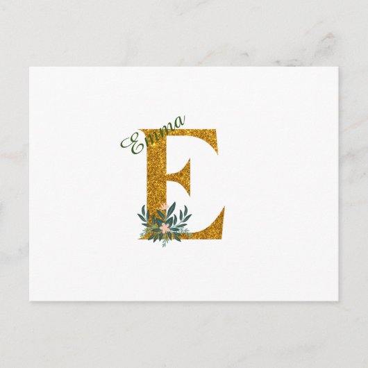 CARTE POSTALE LETTRE E MONOGRAMME D'OR (Devant)