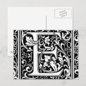 Carte Postale Lettre E Monogramme médiéval Art Nouveau (Devant / Derrière)