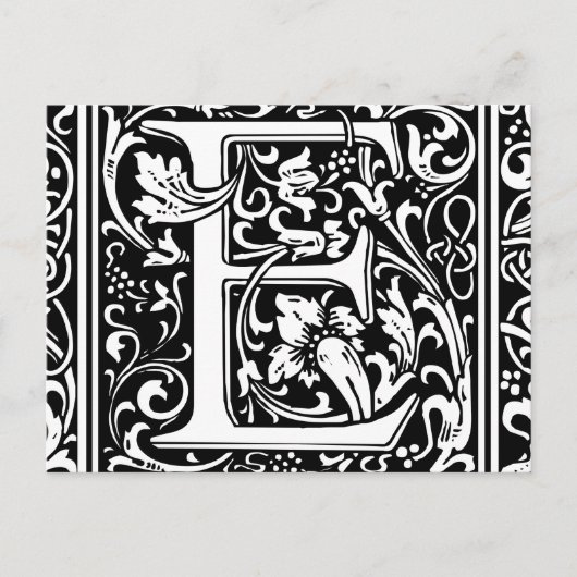 Carte Postale Lettre E Monogramme médiéval Art Nouveau (Devant)