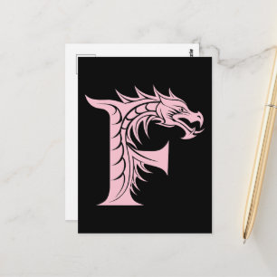 Carte Postale Lettre F de style dragon, Alphabet Dragon, Monogra