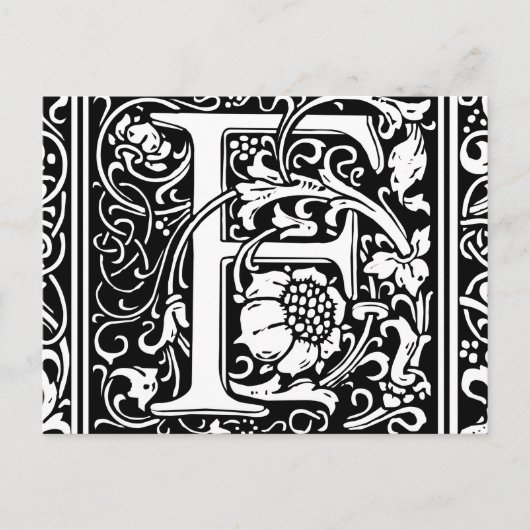 Carte Postale Lettre F Monogramme Médiéval Vintage Initiale (Devant)