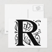 Carte Postale Lettre fantaisie R (Devant / Derrière)
