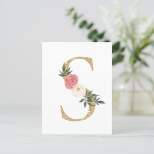 Carte Postale LETTRE FAUX GOL S BLANC MONOGRAPHIQUE Floral