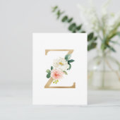 Carte Postale LETTRE FAUX GOL Z BLANC MONOGRAPHIQUE Floral (Debout devant)