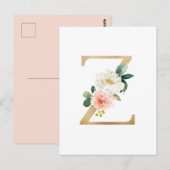 Carte Postale LETTRE FAUX GOL Z BLANC MONOGRAPHIQUE Floral (Devant / Derrière)