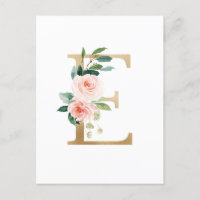 LETTRE FAUX GOLFE E BLANC MONOGRAPHIQUE Floral