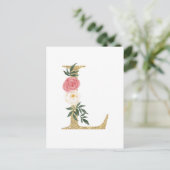 Carte Postale LETTRE FAUX GOLFE L BLANC MONOGRAPHIQUE Floral (Debout devant)