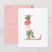 Carte Postale LETTRE FAUX GOLFE L BLANC MONOGRAPHIQUE Floral (Devant / Derrière)