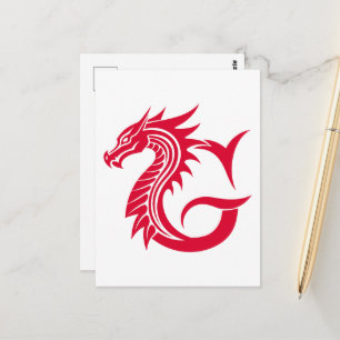 Carte Postale Lettre G de style dragon, alphabet du dragon, mono