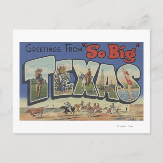 Carte Postale LETTRE GRANDE DU Texas Scènes 2 (Devant)