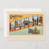 Carte Postale LETTRE GRANDE Vintage D'Augusta, Maine (Devant / Derrière)