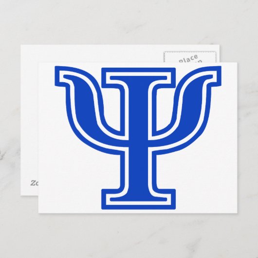 Carte Postale LETTRE GRECQUE Psi Bleu MONogramme INITIAL (Devant / Derrière)