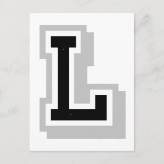 Carte Postale lettre grise noire L