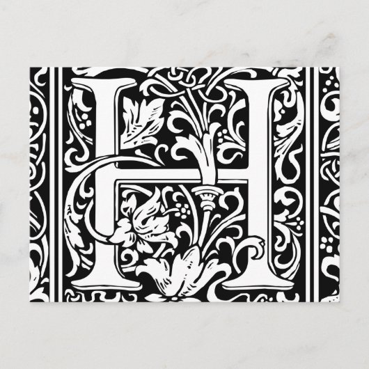 Carte Postale Lettre H Monogramme médiéval Art Nouveau (Devant)