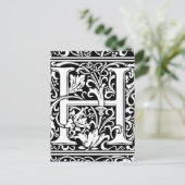 Carte Postale Lettre H Monogramme médiéval Art Nouveau (Debout devant)