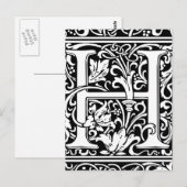 Carte Postale Lettre H Monogramme médiéval Art Nouveau (Devant / Derrière)