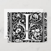 Carte Postale Lettre I Monogramme médiéval Art Nouveau (Devant / Derrière)