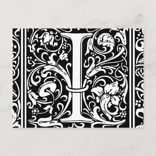 Carte Postale Lettre I Monogramme médiéval Art Nouveau (Devant)