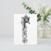 Carte Postale LETTRE INITIALE Vintage NOIRE F (Debout devant)