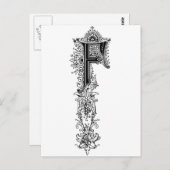 Carte Postale LETTRE INITIALE Vintage NOIRE F (Devant / Derrière)