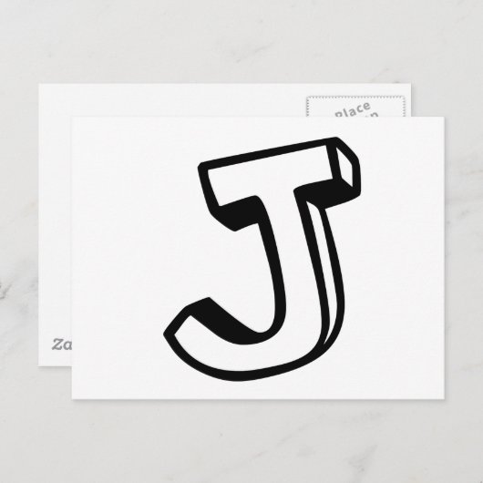 Carte Postale Lettre J (Devant / Derrière)
