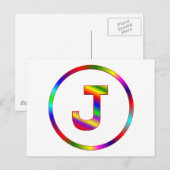 Carte Postale Lettre J Arc-en-ciel (Devant / Derrière)