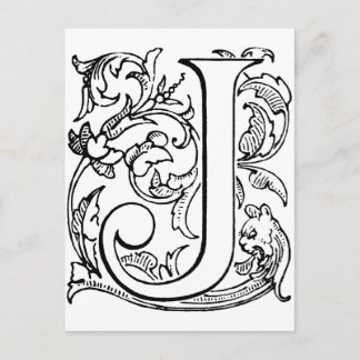 Carte Postale Lettre J Monogramme
