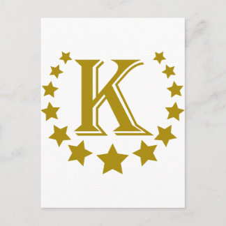 Carte Postale Lettre K-Étoiles-Couronne-