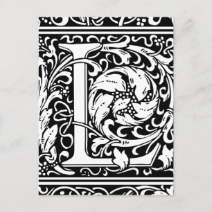 Carte Postale Lettre L Monogramme Art Nouveau Médiéval