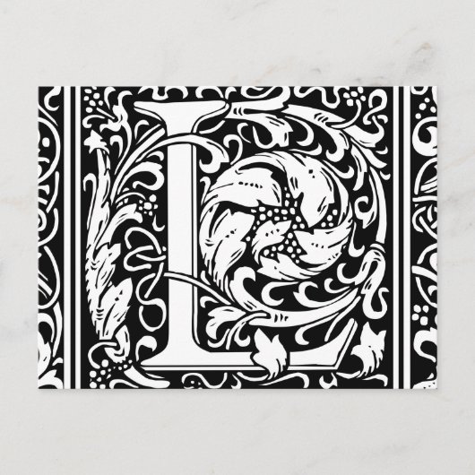 Carte Postale Lettre L Monogramme médiéval Art Nouveau (Devant)